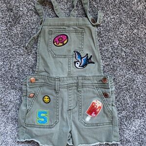 Cat & Jack Green Overalls with Decorative Patches